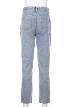 Cherry Embroidered Jeans - Y2K Summer, 90s Grunge, Retro Style, Y2K Popstar, Y2K Club