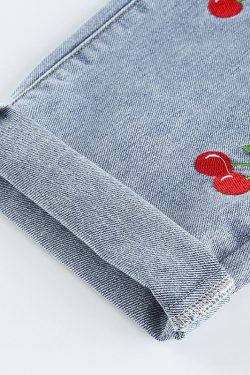 Cherry High Waisted Jeans - Y2K Summer, 90s Grunge, Retro Style, Y2K Club & Party Outfits