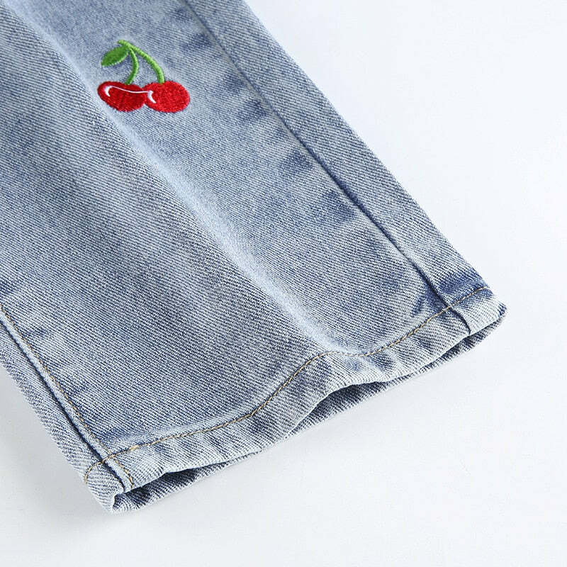 Cherry High Waisted Jeans - Y2K Summer, 90s Grunge, Retro Style, Y2K Club & Party Outfits