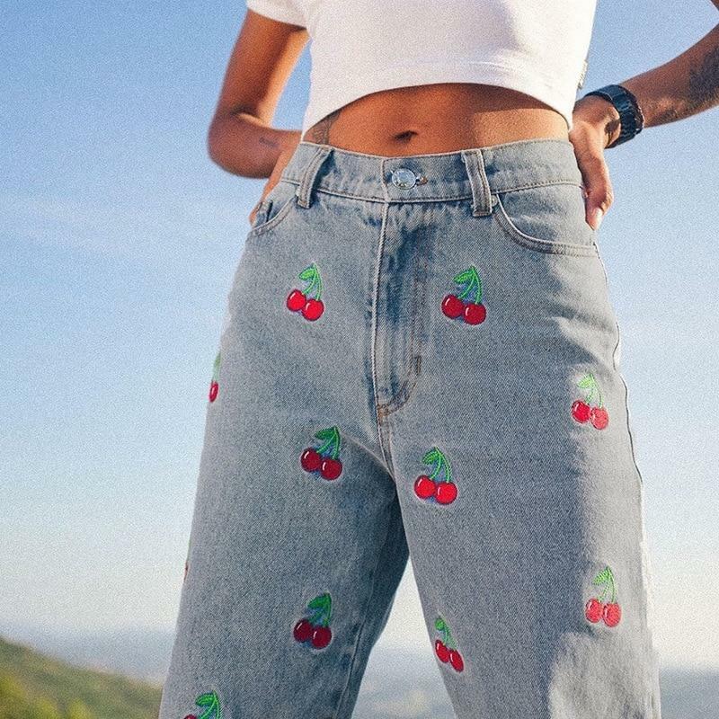 Cherry Pants: Y2K Summer Grunge & 90s Retro Fashion for Trendy Women