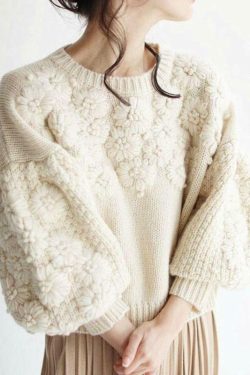 Chic Beige Embroidered Knit Sweater - Y2K Grunge, 90s Fashion, Retro Fall Style