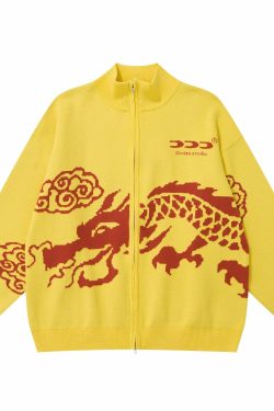 Choize Dragon Paneled Jacket - Y2K Summer Grunge, 90s Retro, Gothic Y2K, Y2K Club Outfits
