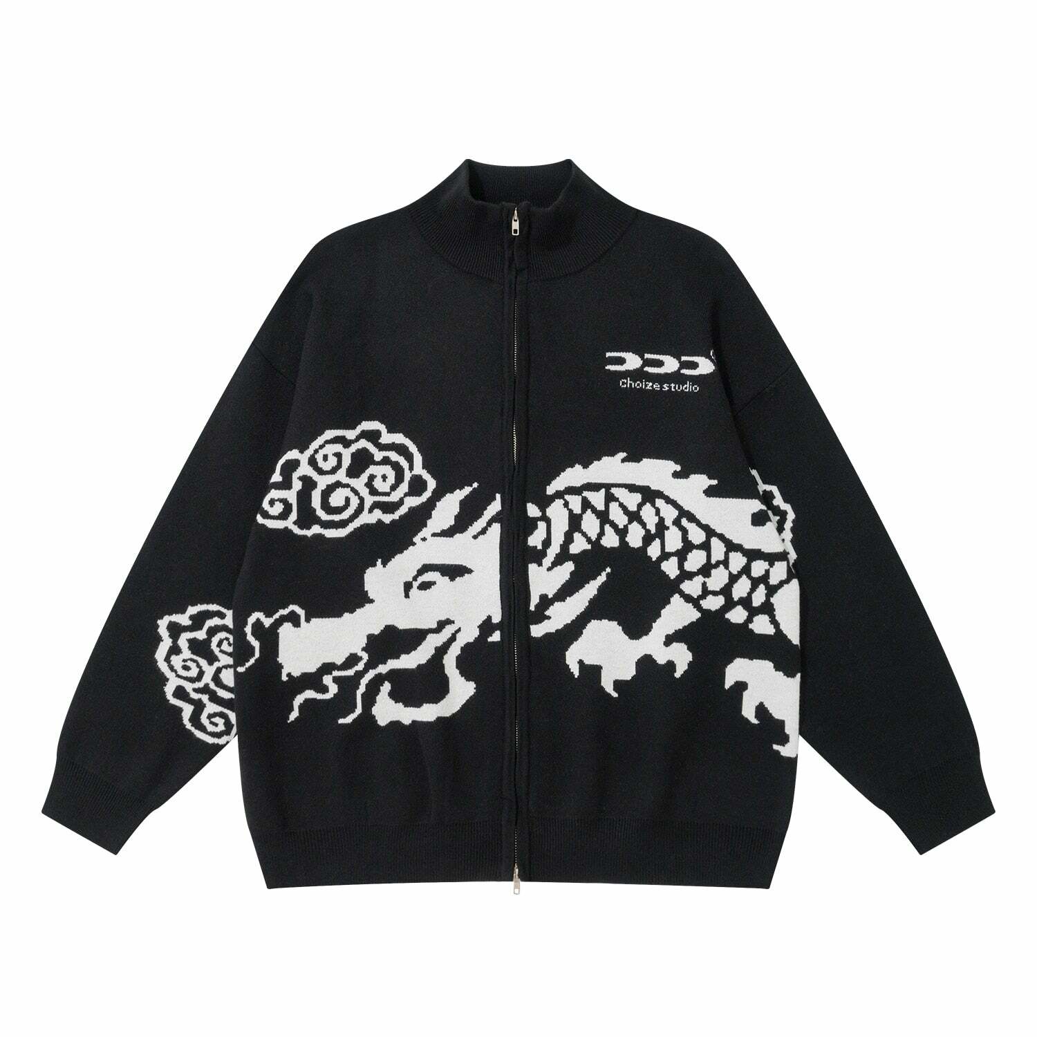Choize Dragon Paneled Jacket - Y2K Summer Grunge, 90s Retro, Gothic Y2K, Y2K Club Outfits