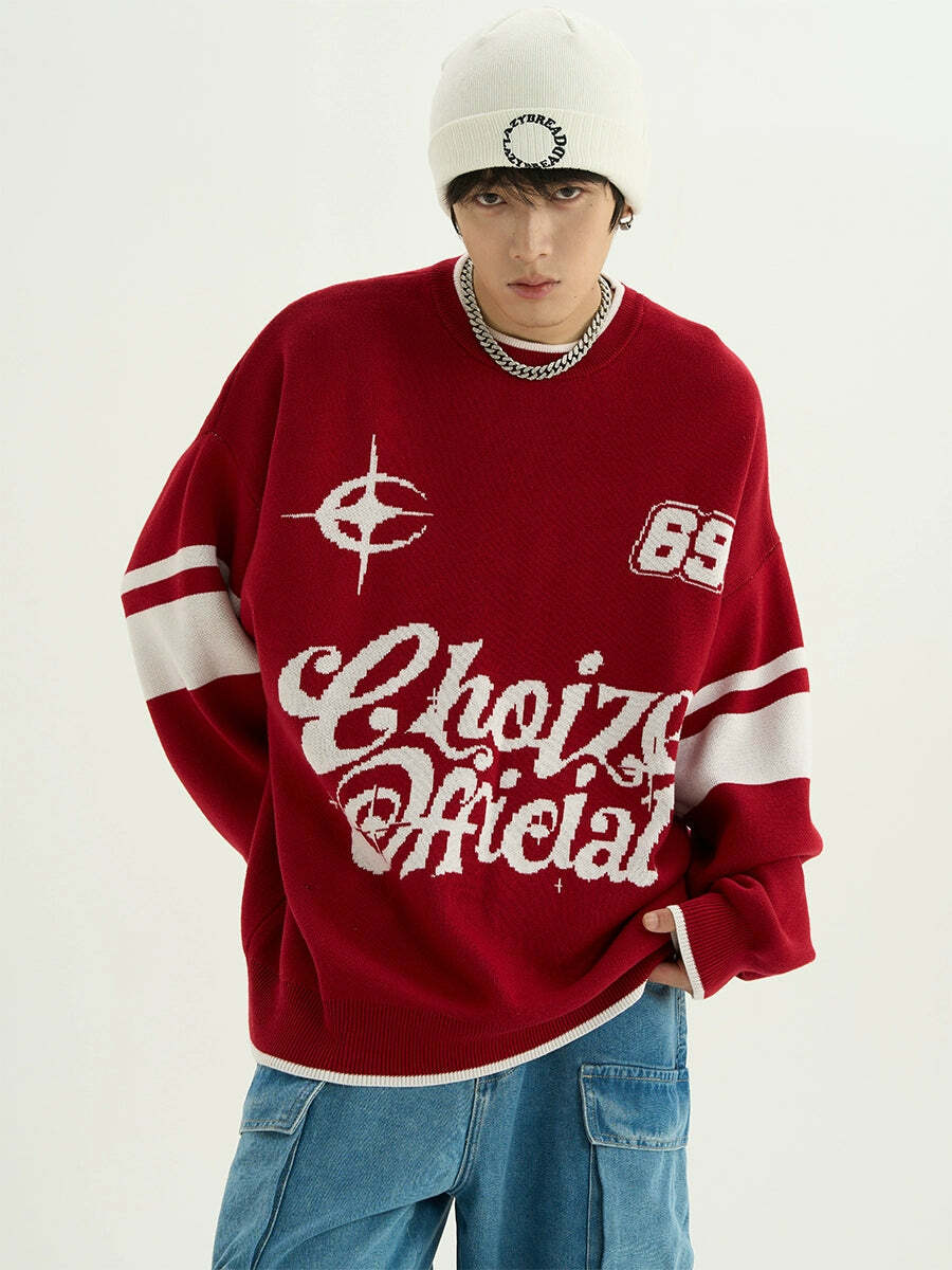 CHOIZE Starry Sixty-Nine Sweater - Y2K Summer, 90s Grunge, Retro Style, Pastel Goth, Y