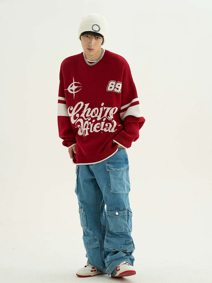 CHOIZE Starry Sixty-Nine Sweater - Y2K Summer, 90s Grunge, Retro Style, Pastel Goth, Y