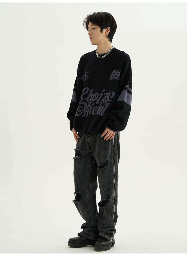 CHOIZE Starry Sixty-Nine Sweater - Y2K Summer, 90s Grunge, Retro Style, Pastel Goth, Y