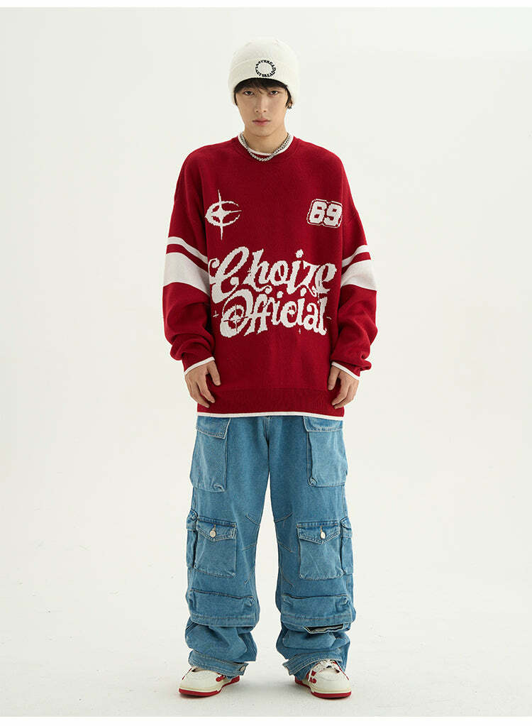 CHOIZE Starry Sixty-Nine Sweater - Y2K Summer, 90s Grunge, Retro Style, Pastel Goth, Y