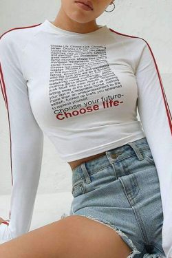 Choose Life Crop Top - Y2K Summer Grunge, 90s Retro, Pastel Goth, Y2K Party & Club Outfits