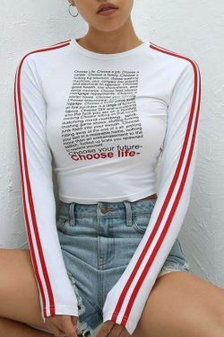 Choose Life Crop Top - Y2K Summer Grunge, 90s Retro, Pastel Goth, Y2K Party & Club Outfits