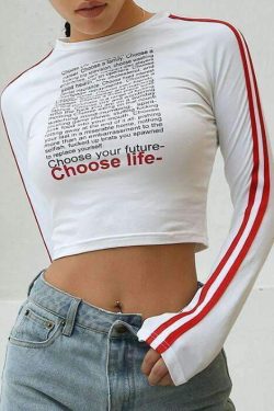 Choose Life Crop Top - Y2K Summer Grunge, 90s Retro, Pastel Goth, Y2K Party & Club Outfits
