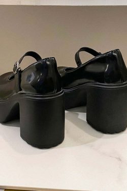 Chunky Heel Mary Janes Platform Shoes Black - Y2K Grunge, 90s Fashion, Retro Goth, Y2K Party Outfits