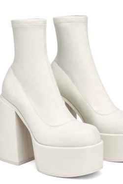 Chunky Square Heeled Boots - Y2K Grunge, 90s Retro, Pastel Goth, Summer & Party Outfits