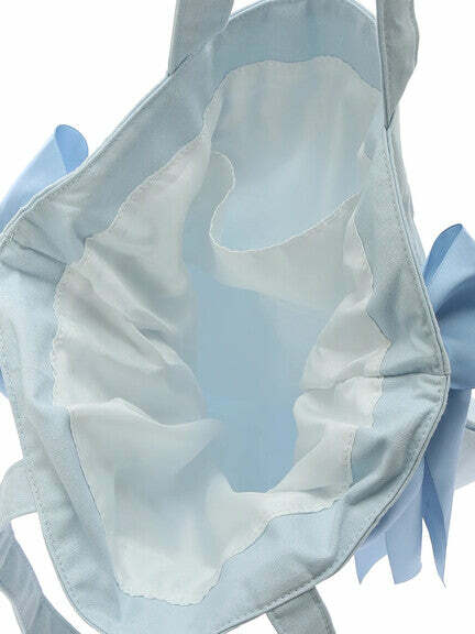 Cinnamoroll x Maison de FLEUR Y2K Ribbon Tote Bag - Gingham Inner, Retro 90s Grunge Fashion