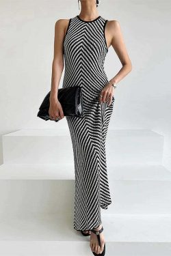 Cirilla Knit Maxi Dress - Y2K Summer Grunge Outfit, 90s Fashion, Retro Style, Pastel Goth