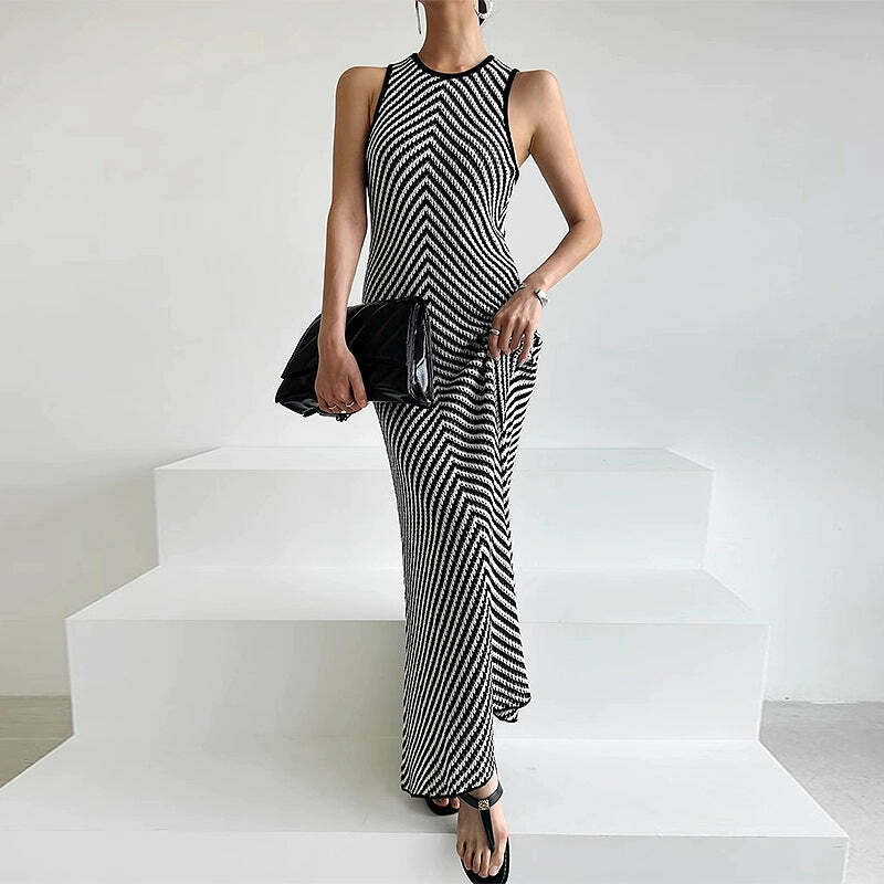 Cirilla Knit Maxi Dress - Y2K Summer Grunge Outfit, 90s Fashion, Retro Style, Pastel Goth