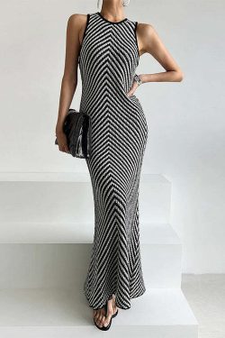 Cirilla Knit Maxi Dress - Y2K Summer Grunge Outfit, 90s Fashion, Retro Style, Pastel Goth