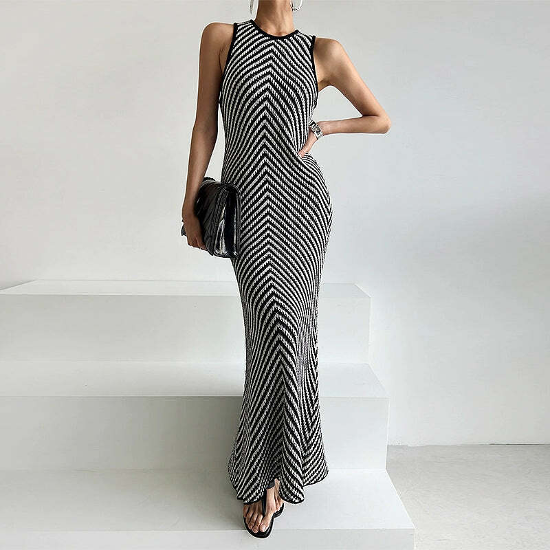 Cirilla Knit Maxi Dress - Y2K Summer Grunge Outfit, 90s Fashion, Retro Style, Pastel Goth