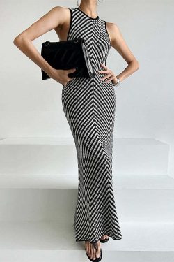 Cirilla Knit Maxi Dress - Y2K Summer Grunge Outfit, 90s Fashion, Retro Style, Pastel Goth
