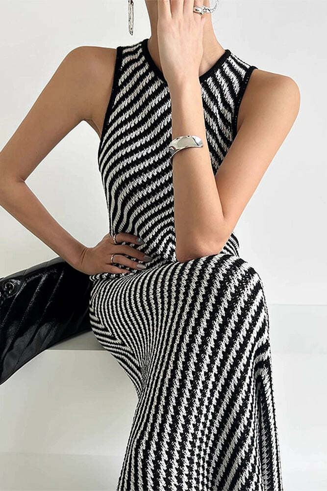 Cirilla Knit Maxi Dress - Y2K Summer Grunge Outfit, 90s Fashion, Retro Style, Pastel Goth