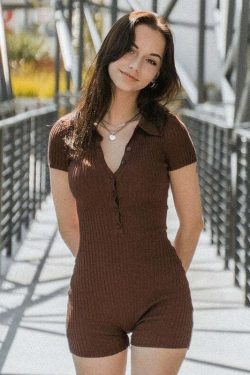 Cirilla Short Sleeve Romper - Y2K Summer Outfit, 90s Fashion, Grunge, Retro Style, Y2K Club Look