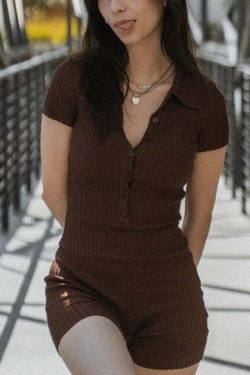 Cirilla Short Sleeve Romper - Y2K Summer Outfit, 90s Fashion, Grunge, Retro Style, Y2K Club Look