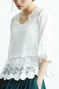 Classy Y2K White V-Neck Cotton Tunic Top - Perfect for Summer, 90s Fashion, and Grunge Outfits