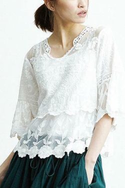 Classy Y2K White V-Neck Cotton Tunic Top - Perfect for Summer, 90s Fashion, and Grunge Outfits