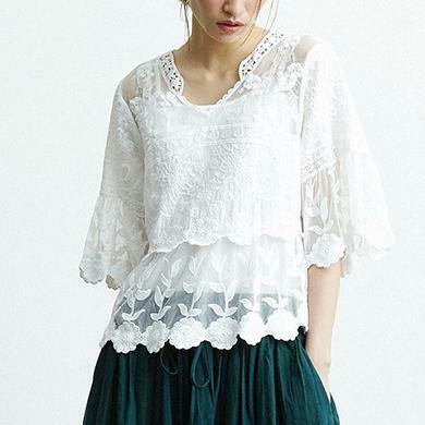 Classy Y2K White V-Neck Cotton Tunic Top - Perfect for Summer, 90s Fashion, and Grunge Outfits