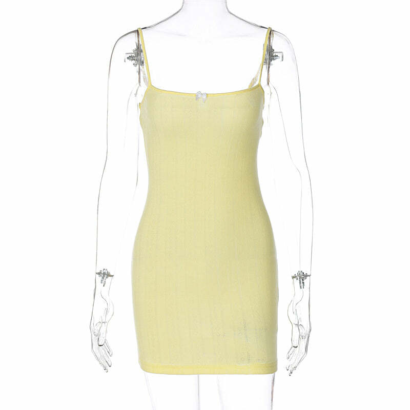 Cleo Slim Knitted Mini Dress - Y2K Summer, 90s Grunge, Retro Party, Pastel Goth, Y2K Club