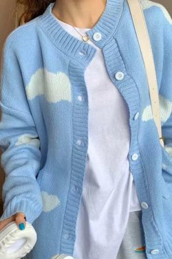 Cloudy Blue Cardigan - Y2K Summer Grunge, 90s Retro, Pastel Goth, Y2K Party & Club Outfits