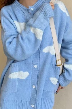 Cloudy Blue Cardigan - Y2K Summer Grunge, 90s Retro, Pastel Goth, Y2K Party & Club Outfits