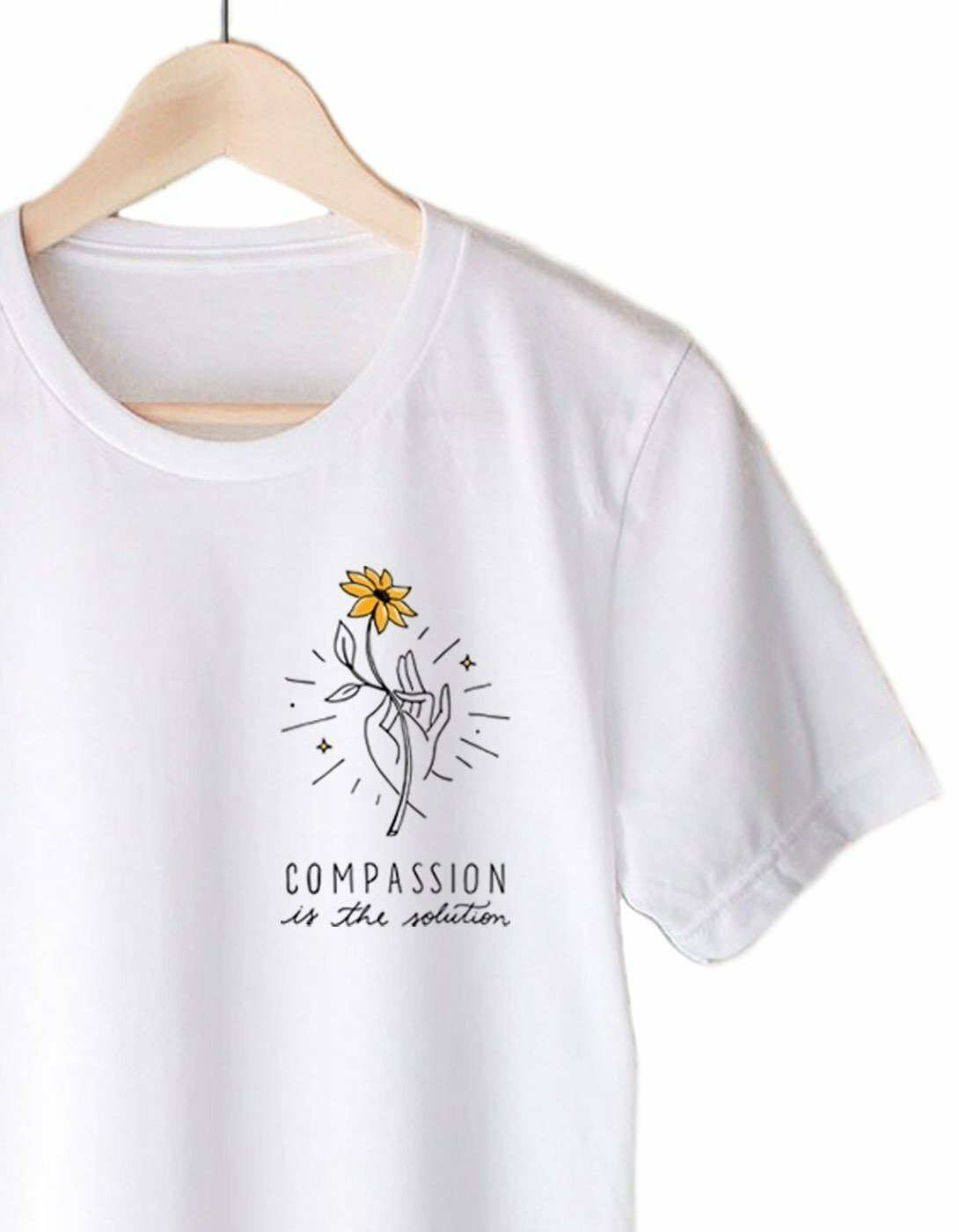 Compassion Is The Solution' T-Shirt - Y2K Summer, 90s Grunge, Retro, Pastel Goth, Hip Hop Fashion