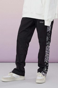 CONKLAB Bandana Split Pants - Y2K Summer Grunge, 90s Retro, Gothic Y2K, Y2K Club Out