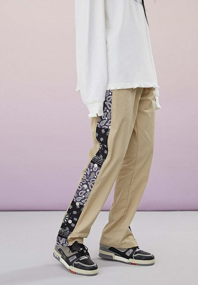CONKLAB Bandana Split Pants - Y2K Summer Grunge, 90s Retro, Gothic Y2K, Y2K Club Out