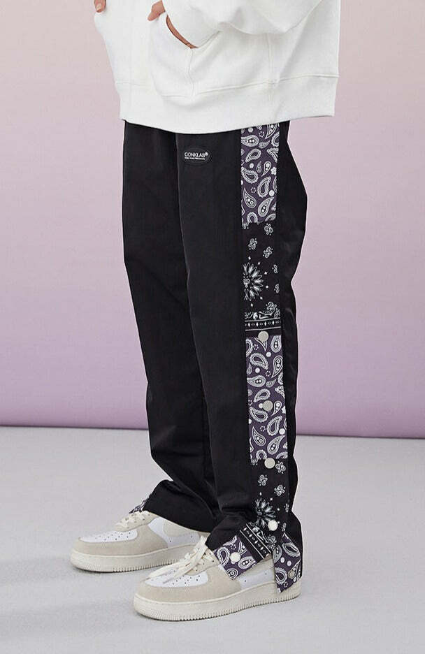 CONKLAB Bandana Split Pants - Y2K Summer Grunge, 90s Retro, Gothic Y2K, Y2K Club Out