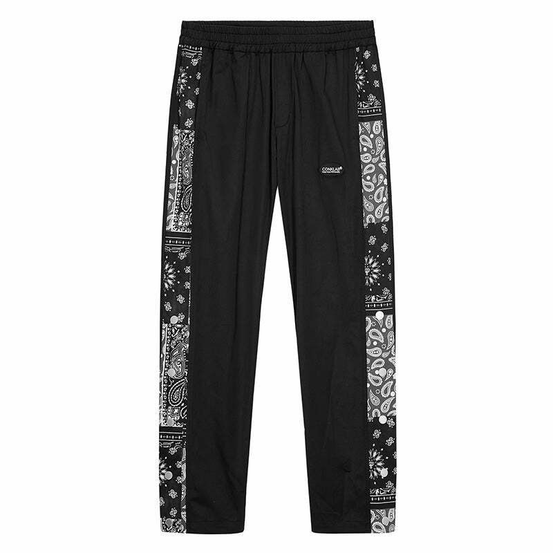 CONKLAB Bandana Split Pants - Y2K Summer Grunge, 90s Retro, Gothic Y2K, Y2K Club Out
