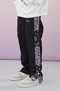 CONKLAB Bandana Split Pants - Y2K Summer Grunge, 90s Retro, Gothic Y2K, Y2K Club Out