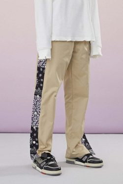 CONKLAB Bandana Split Pants - Y2K Summer Grunge, 90s Retro, Gothic Y2K, Y2K Club Out