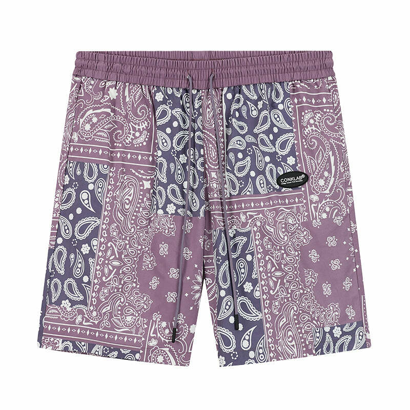 CONKLAB Y2K Bandana Shorts - 90s Grunge Summer Outfit, Retro Hip Hop Fashion, Y2K Club Style