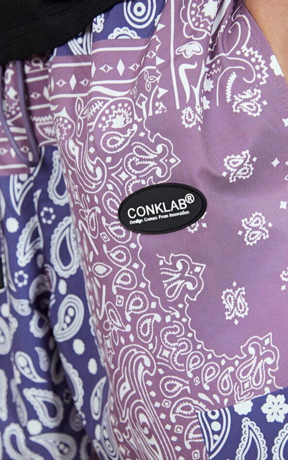 CONKLAB Y2K Bandana Shorts - 90s Grunge Summer Outfit, Retro Hip Hop Fashion, Y2K Club Style