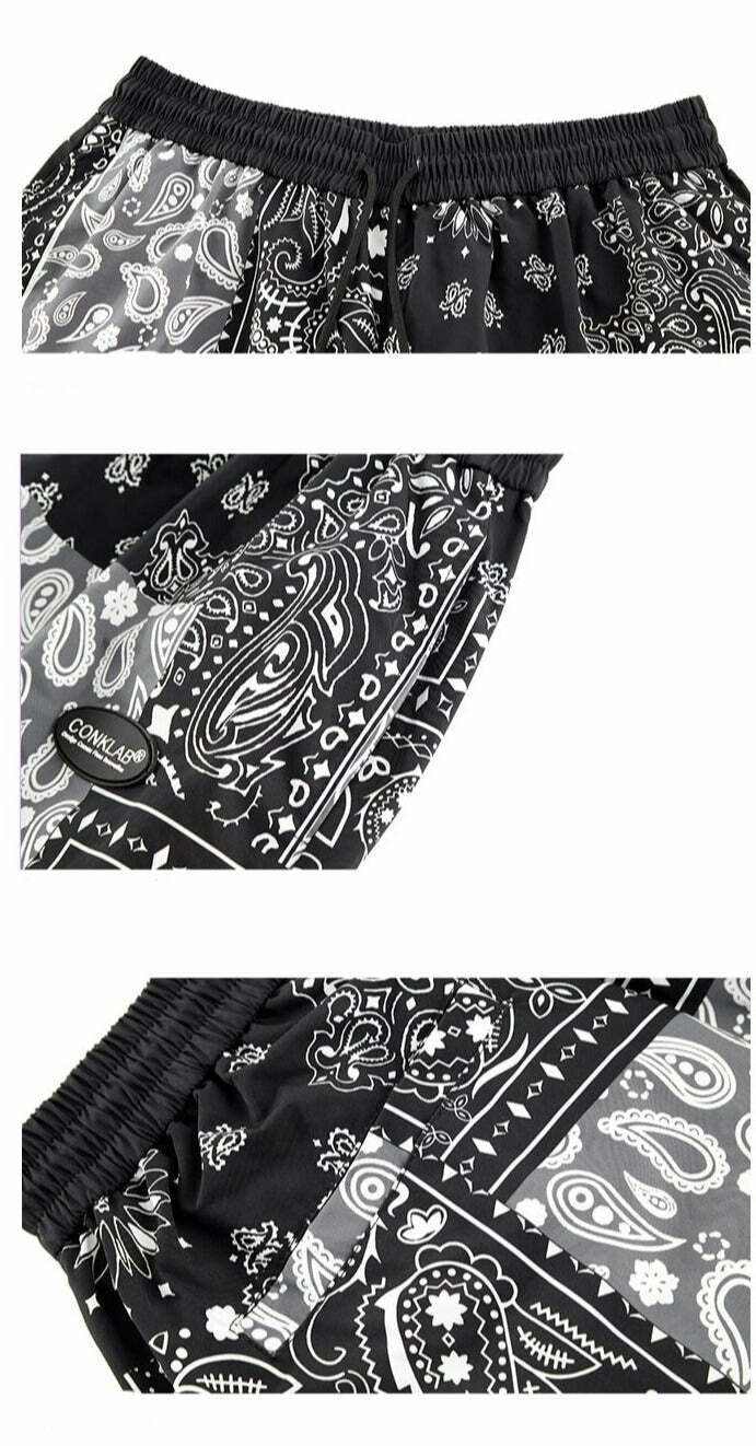 CONKLAB Y2K Bandana Shorts - 90s Grunge Summer Outfit, Retro Hip Hop Fashion, Y2K Club Style