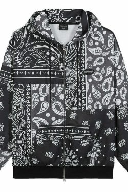 CONKLAB Y2K Bandana Zip Up Jacket - 90s Grunge, Retro Summer, Y2K Party & Club Outfits