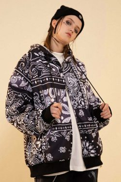 CONKLAB Y2K Bandana Zip Up Jacket - 90s Grunge, Retro Summer, Y2K Party & Club Outfits