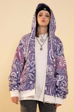 CONKLAB Y2K Bandana Zip Up Jacket - 90s Grunge, Retro Summer, Y2K Party & Club Outfits