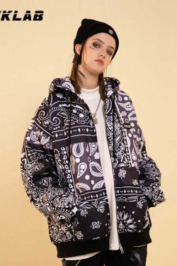 CONKLAB Y2K Bandana Zip Up Jacket - 90s Grunge, Retro Summer, Y2K Party & Club Outfits
