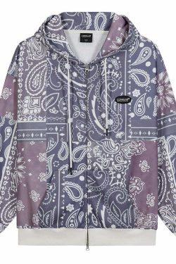 CONKLAB Y2K Bandana Zip Up Jacket - 90s Grunge, Retro Summer, Y2K Party & Club Outfits