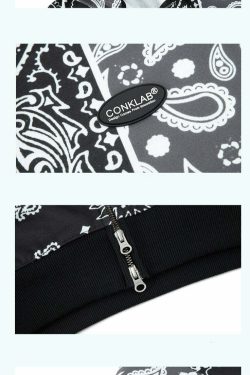 CONKLAB Y2K Bandana Zip Up Jacket - 90s Grunge, Retro Summer, Y2K Party & Club Outfits