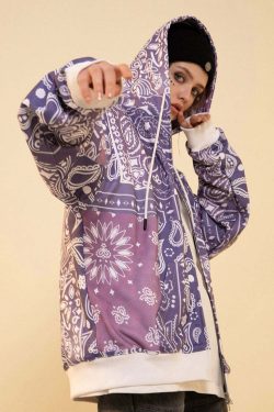 CONKLAB Y2K Bandana Zip Up Jacket - 90s Grunge, Retro Summer, Y2K Party & Club Outfits