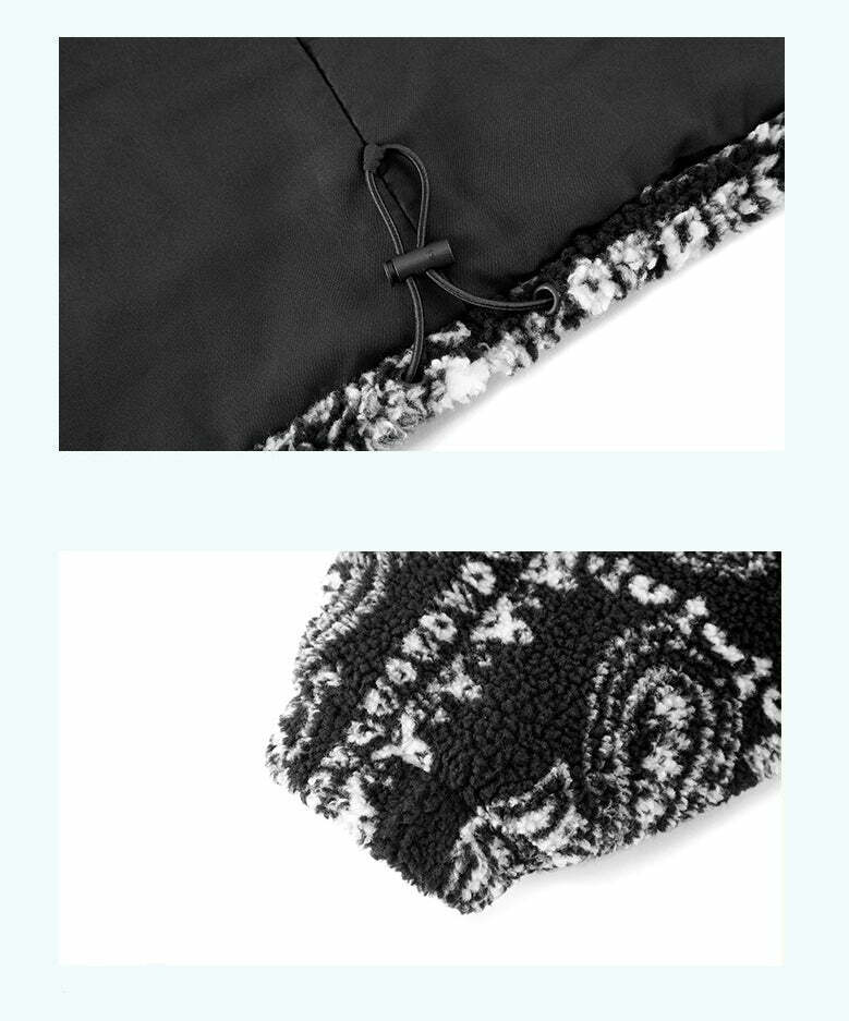 CONKLAB Y2K Grunge Bandana Fleece Jacket - Retro 90s Fashion, Summer Outfits, and Clubwear