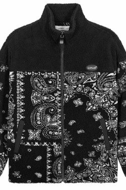 CONKLAB Y2K Grunge Bandana Fleece Jacket - Retro 90s Fashion, Summer Outfits, and Clubwear